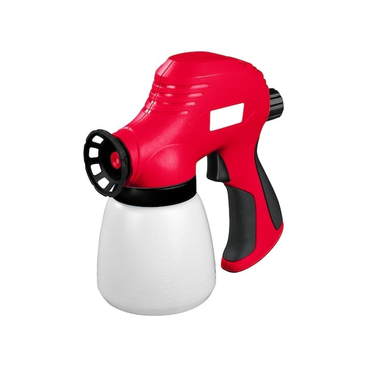 Pistol de vopsit, cu recipient din plastic, capacitate 800ml, putere 60W, dimensiuni 21 x 11 x 23 cm, alb/rosu