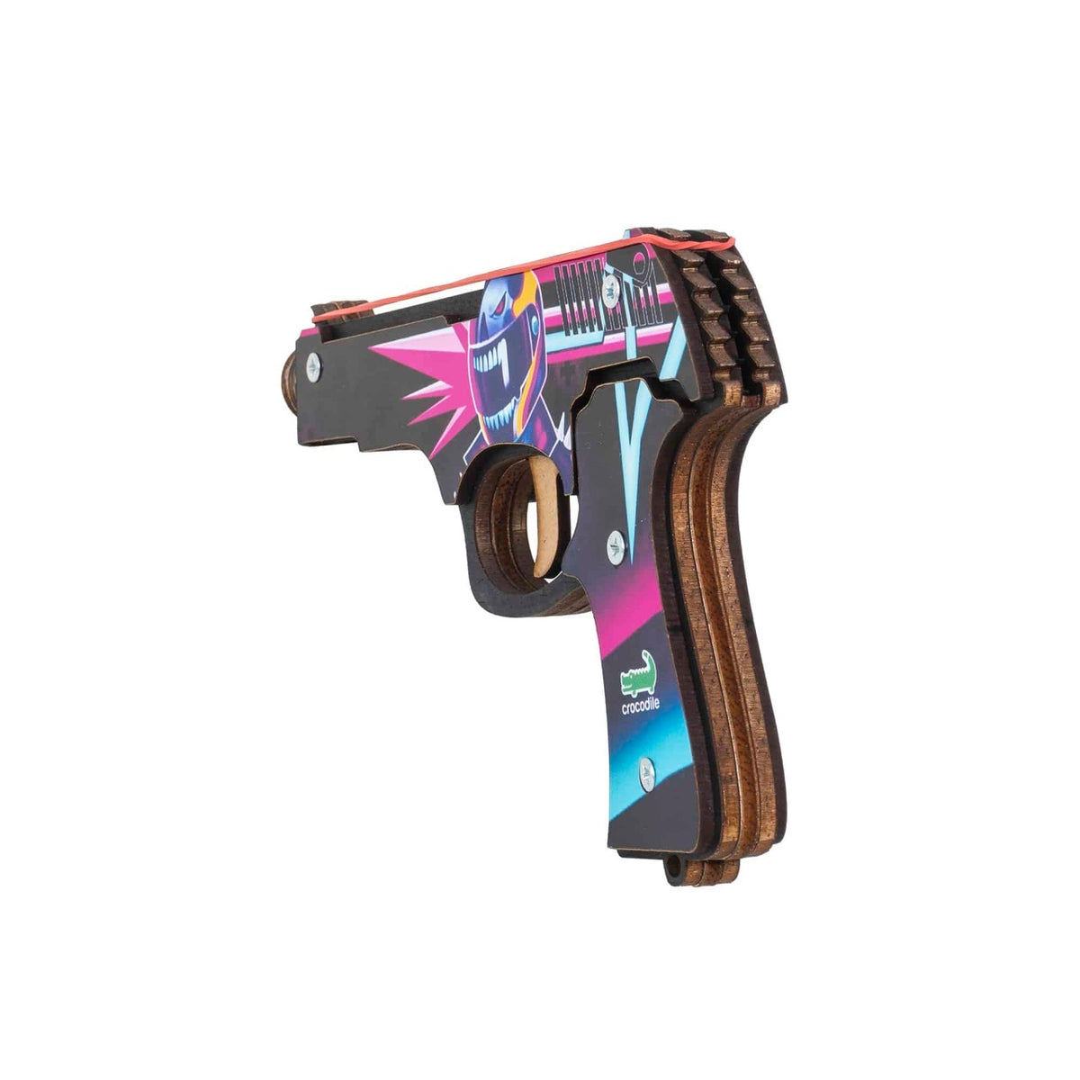 Pistol din lemn cu elastic, dimensiuni 20x12x2 cm