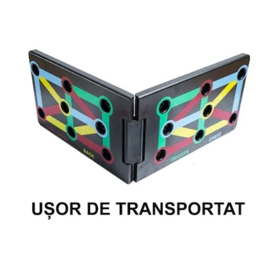 Placa pentru flotari cu manere FOXMAG24, piept, umeri, spate, triceps, multicolora