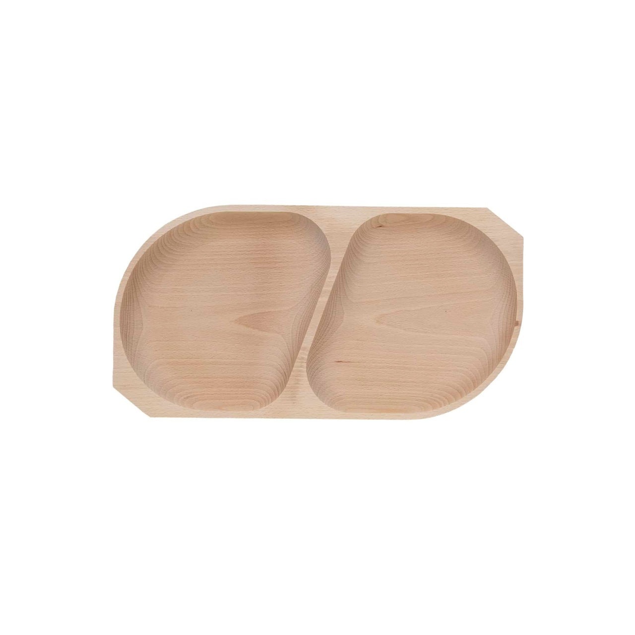 Platou din lemn de fag cu 2 compartimente, 44x23x2.5 cm pentru servire