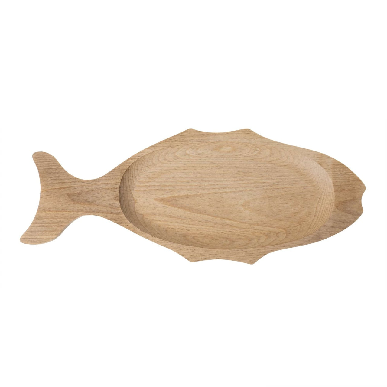 Platou servire lemn fag, forma peste, 50x19.5 cm, maro