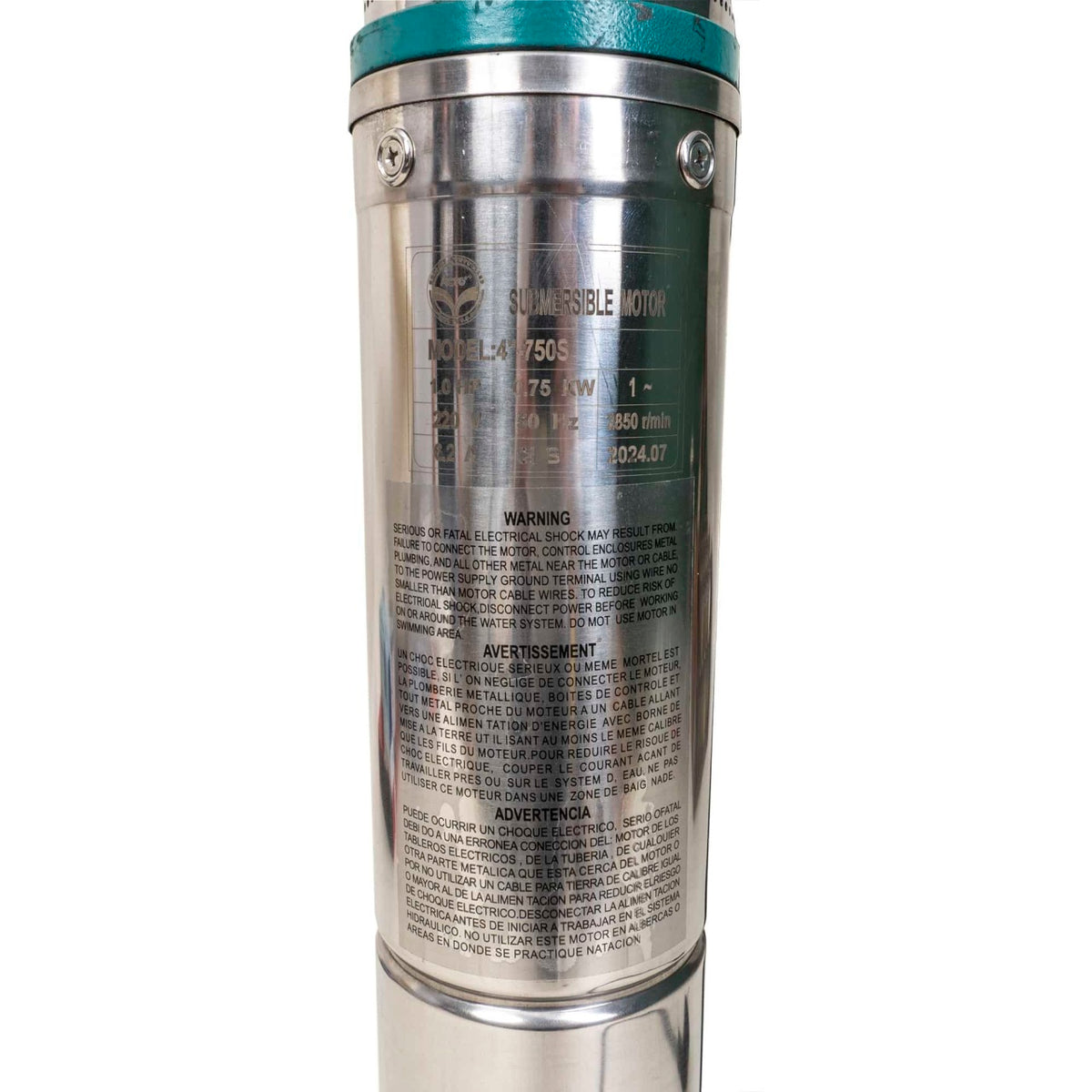Pompa submersibila inox 750W cu turbina, cablu 1.5m, pentru apa curata