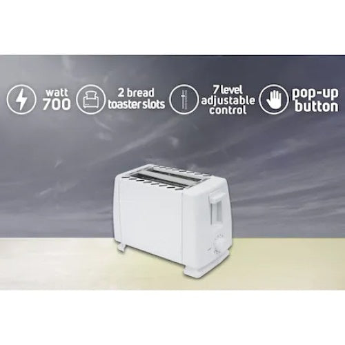 Prajitor de paine, capacitate 2 felii, 7 nivele de rumenire, putere 700W, alb
