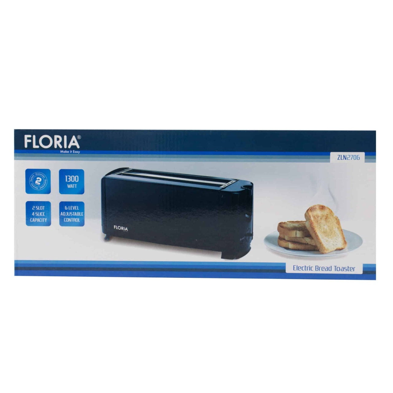 Prajitor de paine long slot 4 felii 1300W negru cu 6 niveluri de rumenire