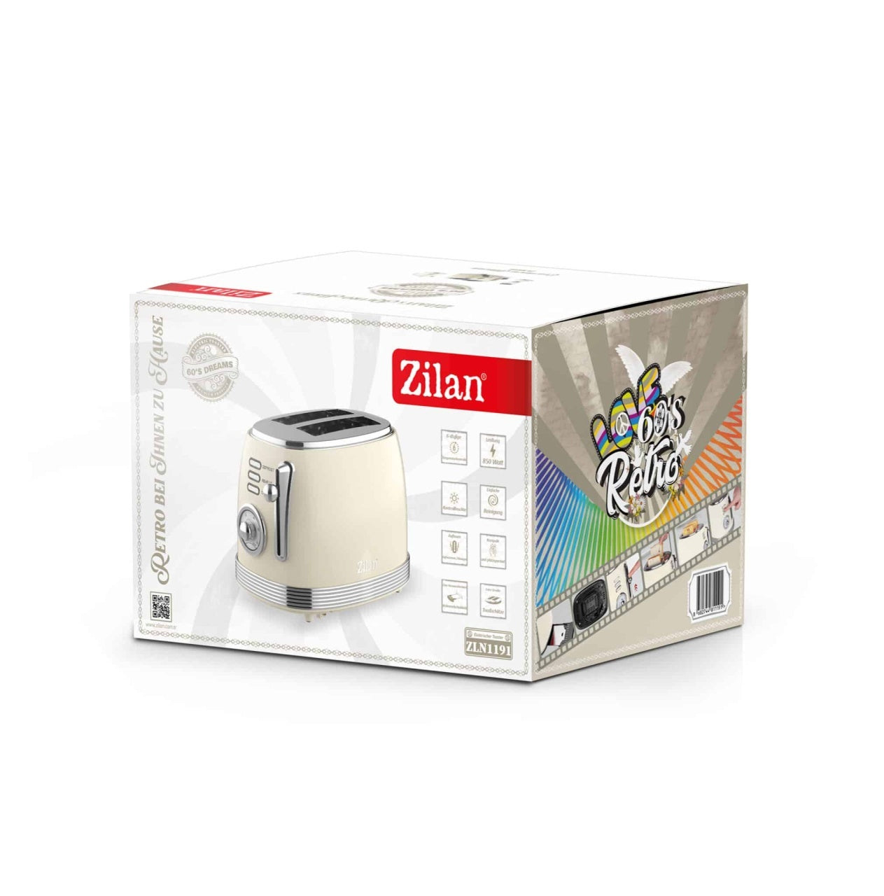 Prajitor RETRO cu 6 trepte prajire, putere 850W, indicator luminos crem
