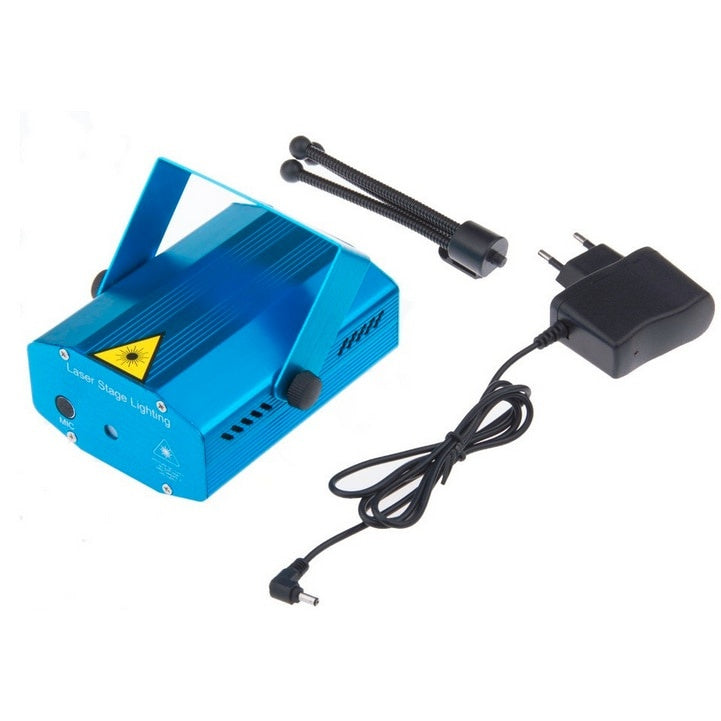 Proiector Laser eOptima® XY-HS-03, 6 proiectii, Mod Strobo, Ajustare Viteza, Joc Lumini Interior, Activare la Sunet, Albastru