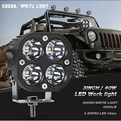 Proiector LED auto, OFFROAD, 40w, dimensiune 3 inci, carcasa din aluminiu turnat, negru