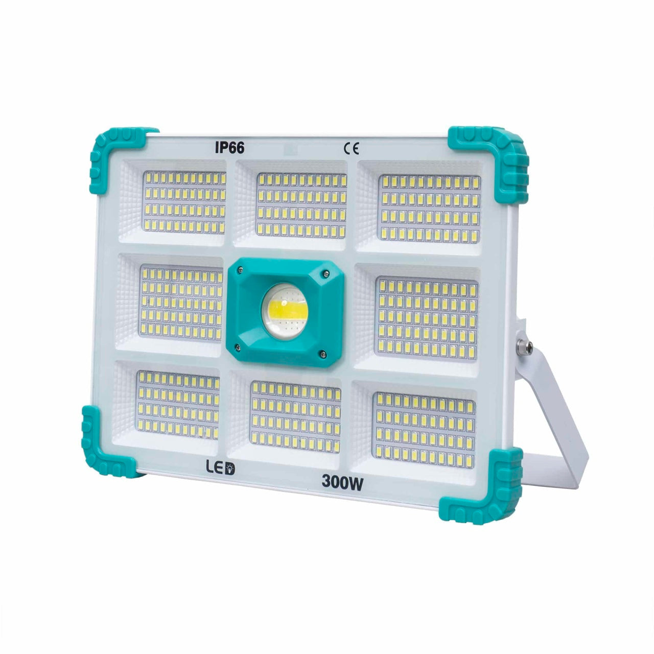 Proiector LED cu incarcare solara, 300W, 374 LED-uri, telecomanda, IP66