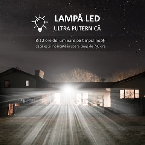 Proiector led FOXMAG24, cu panou solar si telecomanda, senzor de lumina, 300W