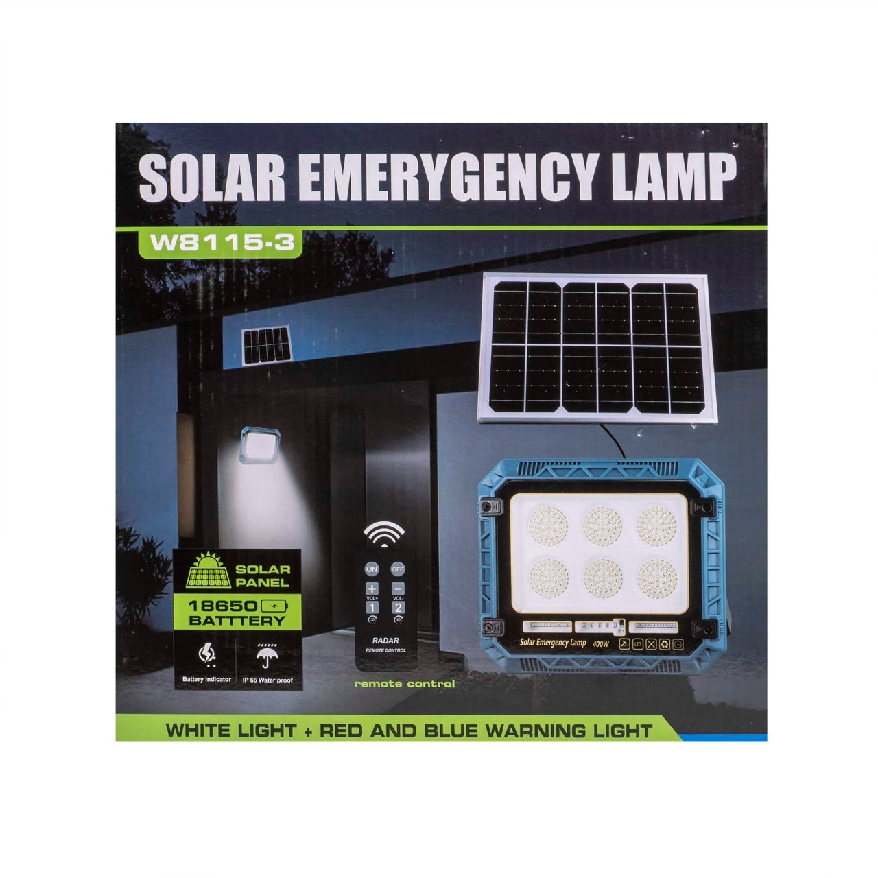 Proiector led solar 400W cu panou separat si telecomanda, rezistent IP66