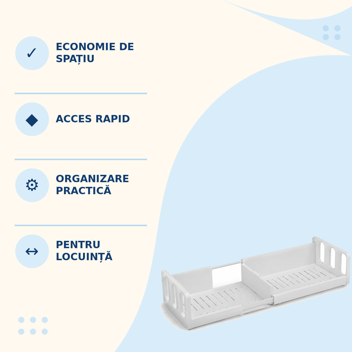 Raft Extensibil Multifuncțional pentru Bucătărie și Baie, Alb – imagine 3