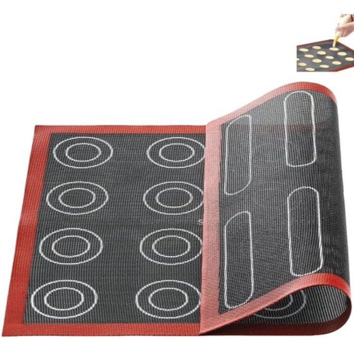 Tava de copt, din silicon perforat, dimensiuni 30x40cm, reutilizabil, rezistenta la temperaturi între -60°C și +230°C, negru