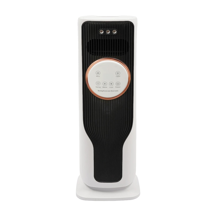 Ventilator de racire/incalzire, tip turn, functie de umidificare, putere 2000W, cu telecomanda, din ABS, alb/negru