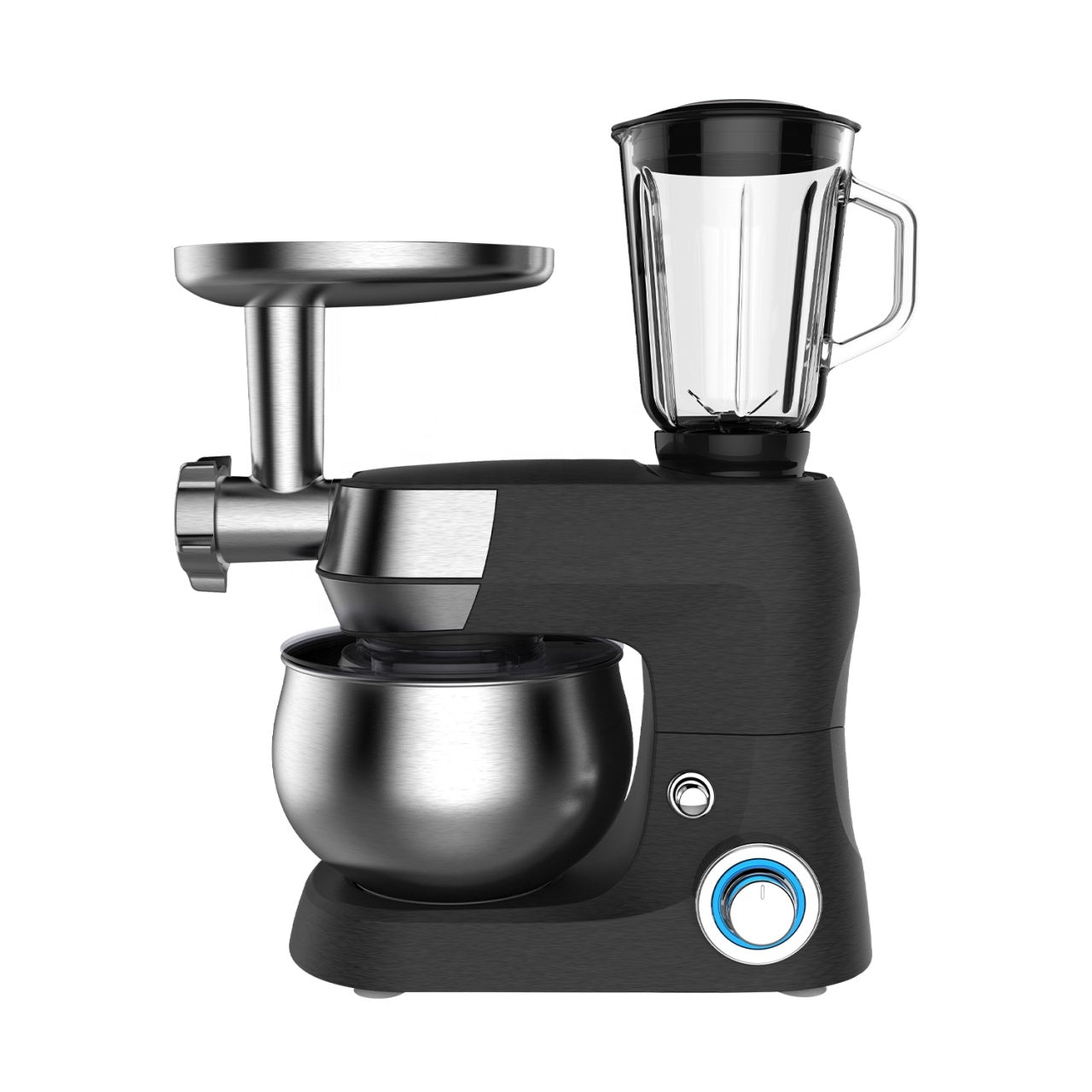 Robot de bucatarie 3-în-1(mixer, blender, mașina de tocat), capacitate 6L, putere 1500W, 12 trepte de viteza, din otel inoxidabil, negru