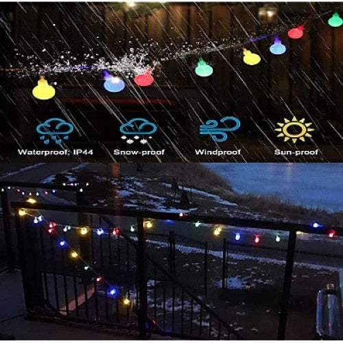 Rola de instalatie pentru Craciun, cu 160 de LED-uri tip globulete, lungime 20m, cu alimetarea la retea, pentru interior si exterior, multicolor
