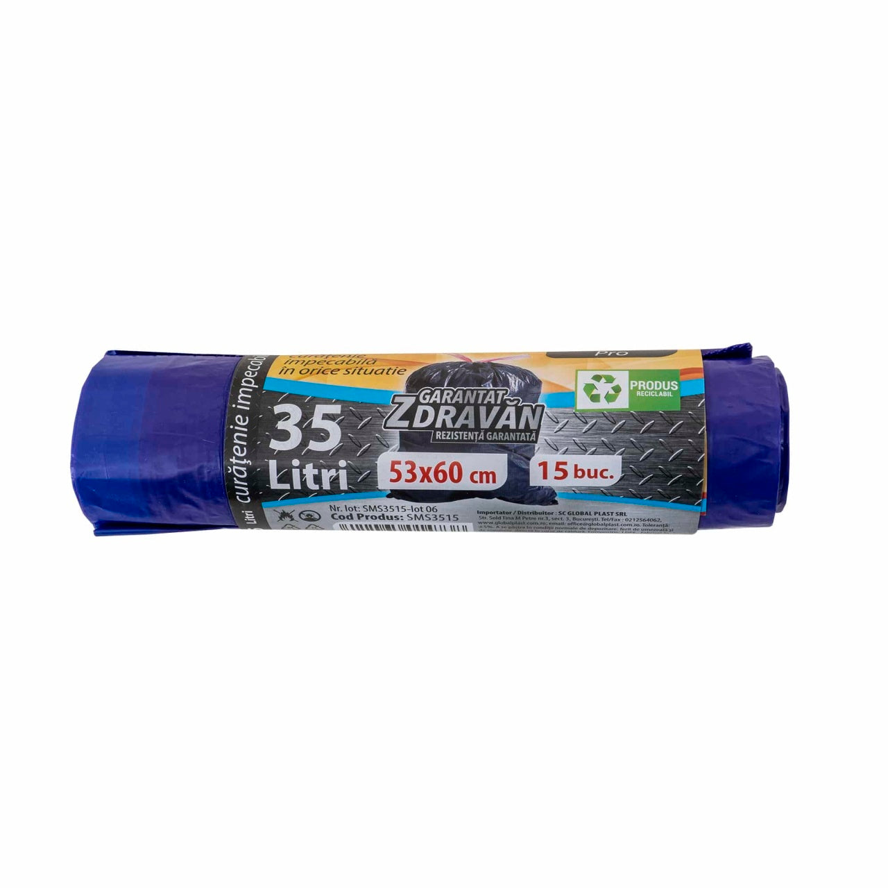 Saci menajeri cu snur, capacitate 35L, 15 bucati pe rola