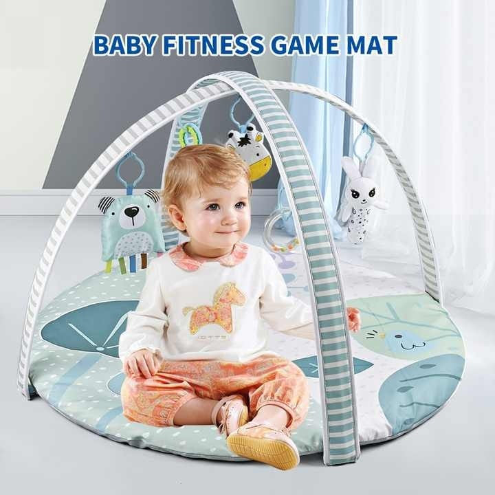 Saltea si Centru de Activitati pentru bebelusi, Spatiu de joaca 3 in 1 Usor de Curatat, Antiderapant, Multifunctional, Alb/Gri