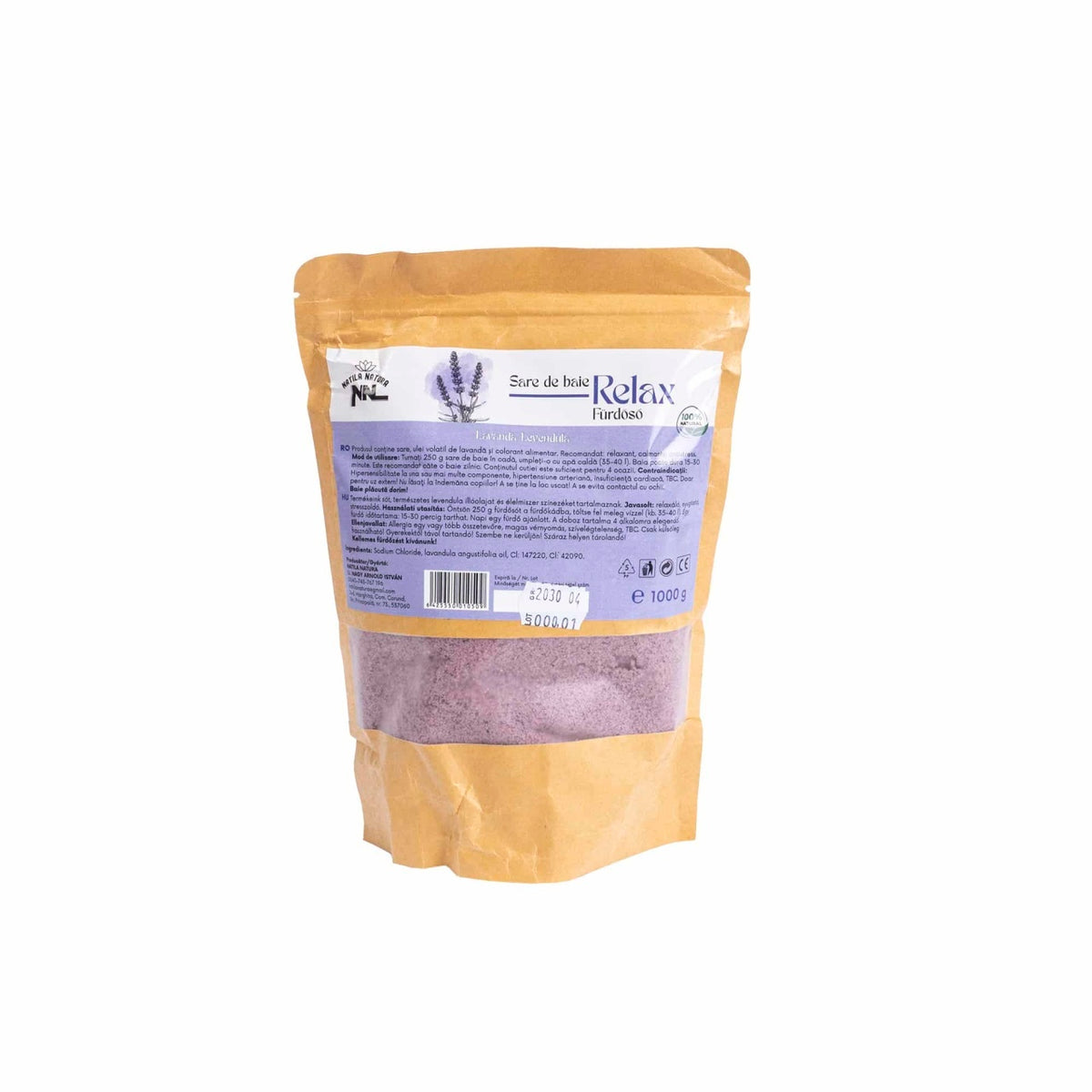 Sare de baie 1kg cu aroma de lavanda pentru relaxare si detensionare