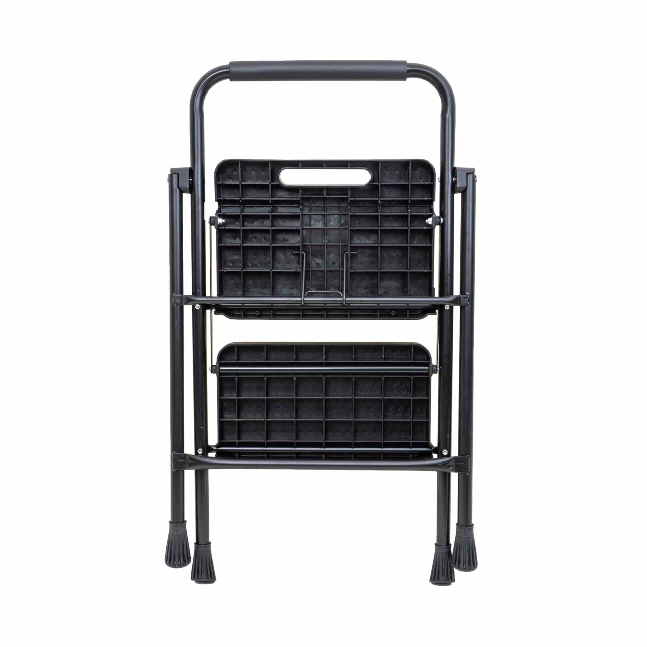 Scara metalica pliabila cu 2 trepte late, neagra, 82 cm inaltime
