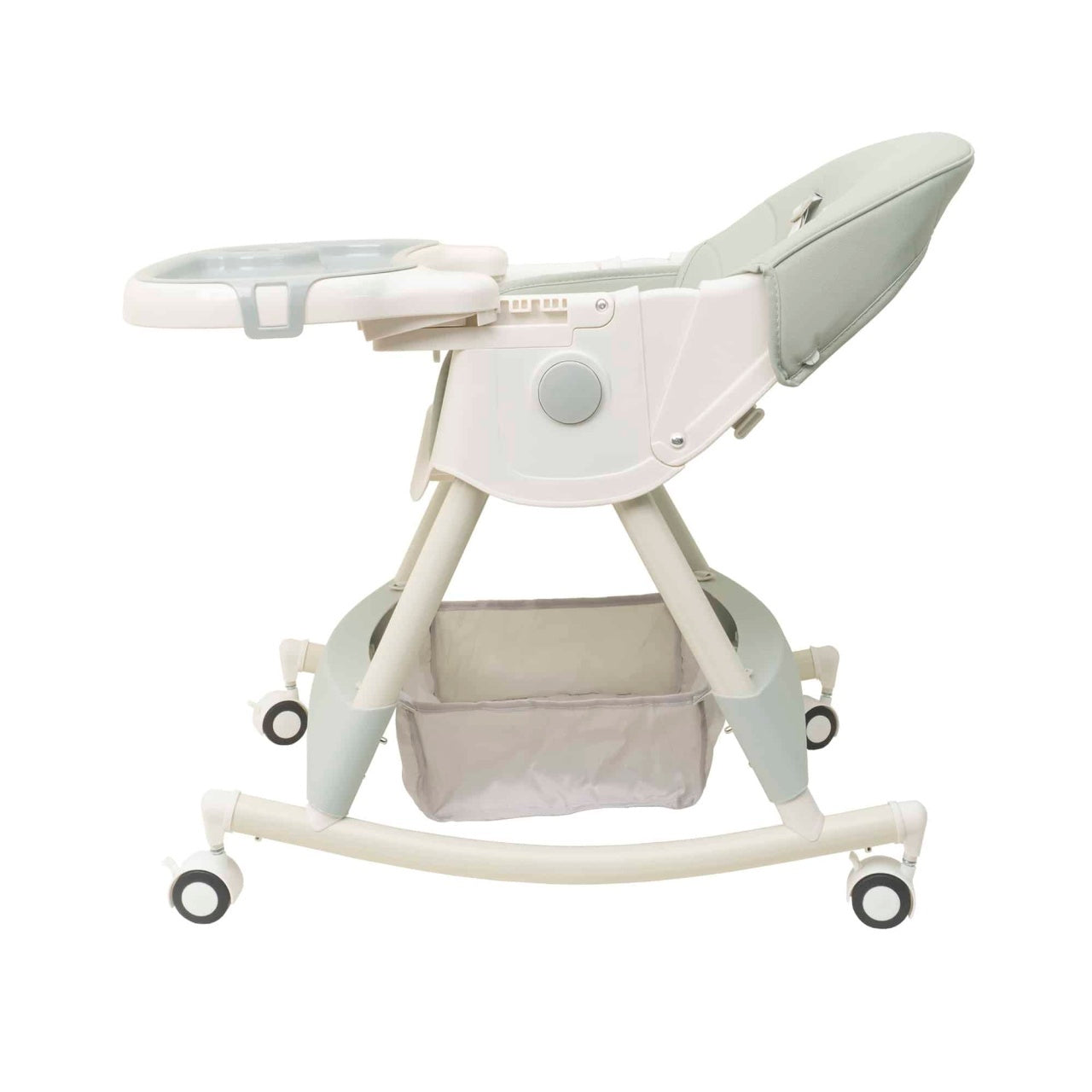 Scaun de masa pliabil pentru copii 5-72 luni, greutate maxima 50kg, cu balansoar vernil