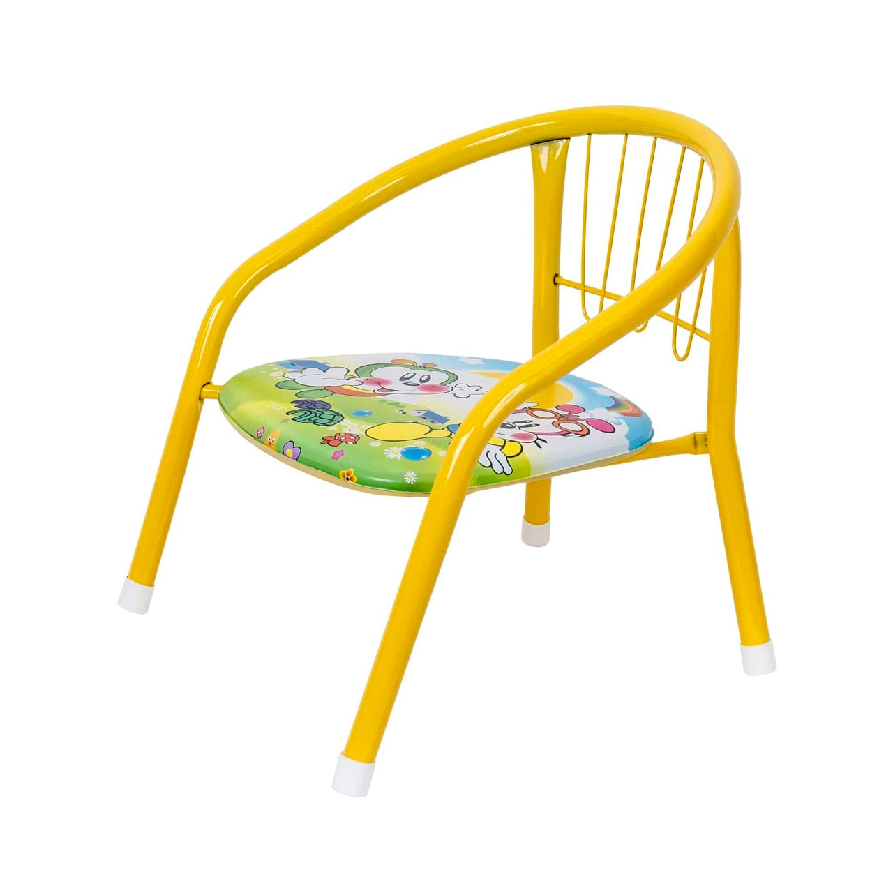Scaun metalic pentru copii, dimensiuni 35x34x35 cm, culoare galben