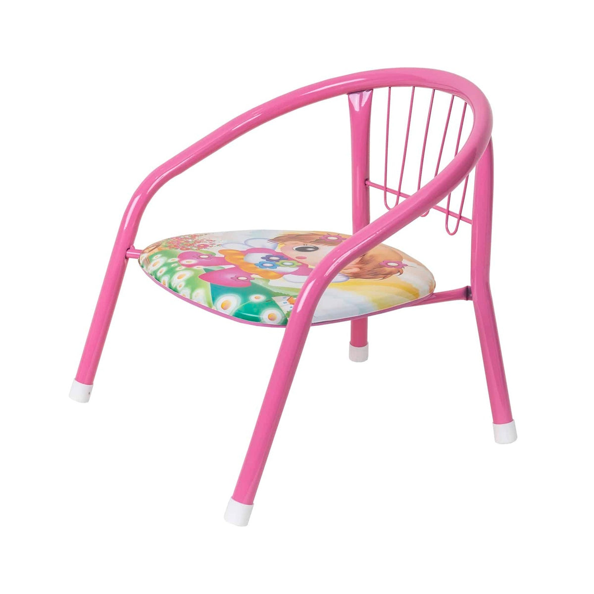 Scaun metalic pentru copii, roz, dimensiuni 35x34x35 cm