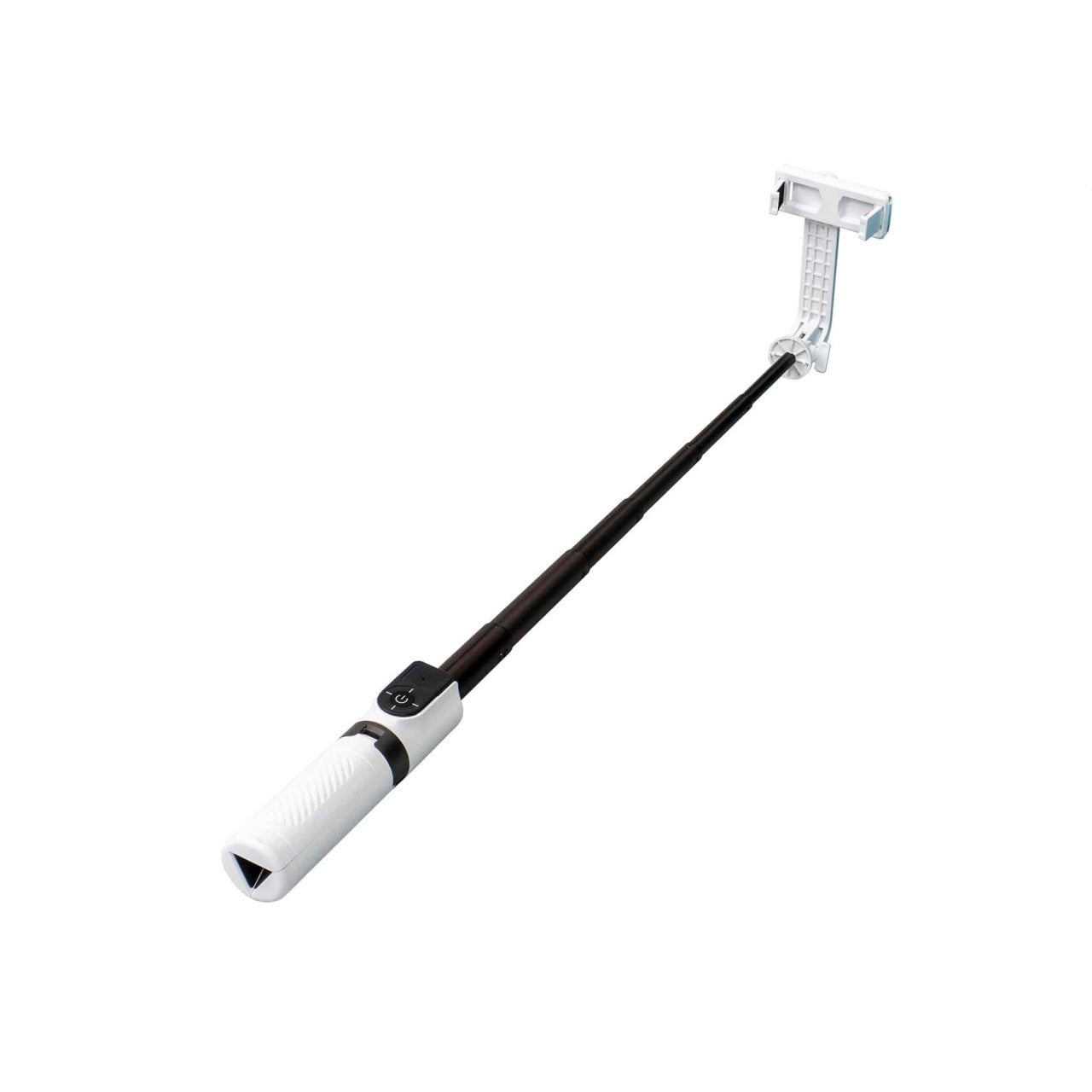 Selfie stick si trepied telescopic cu telecomanda bluetooth, alb, inaltime 25.5-65 cm