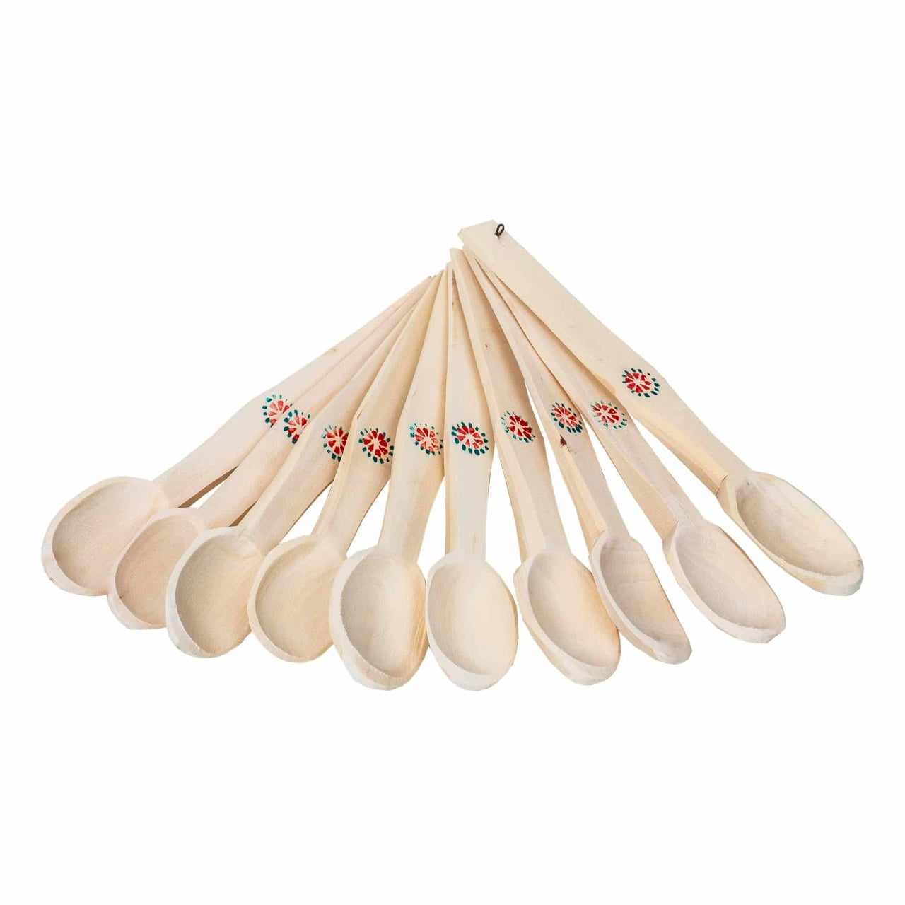 Set 10 linguri din lemn, 28 cm, culoare bej, clasic