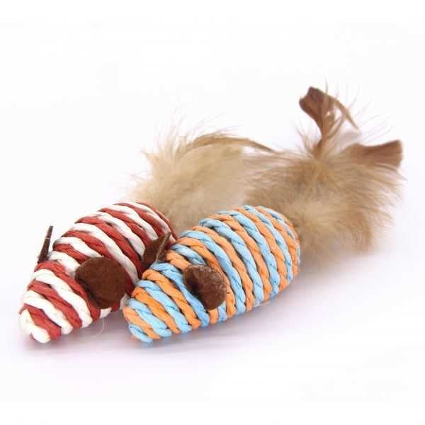 Set 2 jucarii interactive pentru pisici, Soricel multicolor