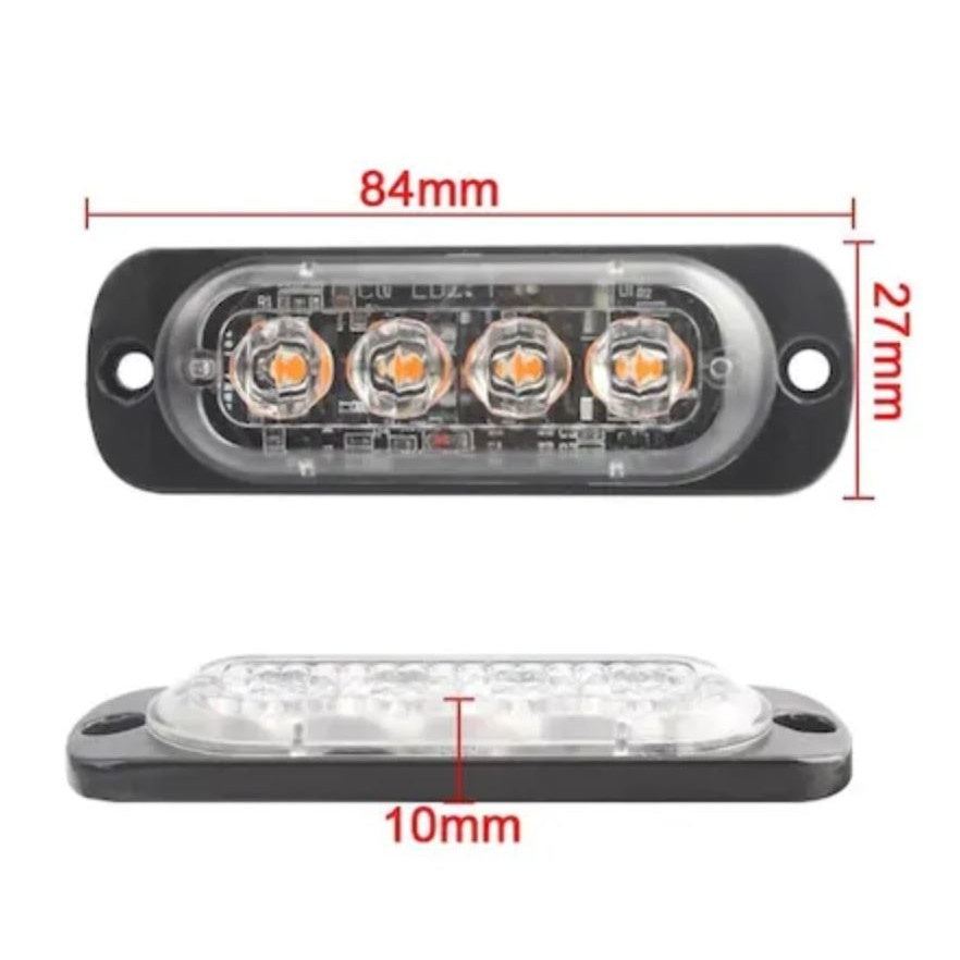 Set 2 Stroboscoape 4 LED-uri, lumini de avertizare galbene pentru Jeep, Off Road, ATV, FOXMAG24