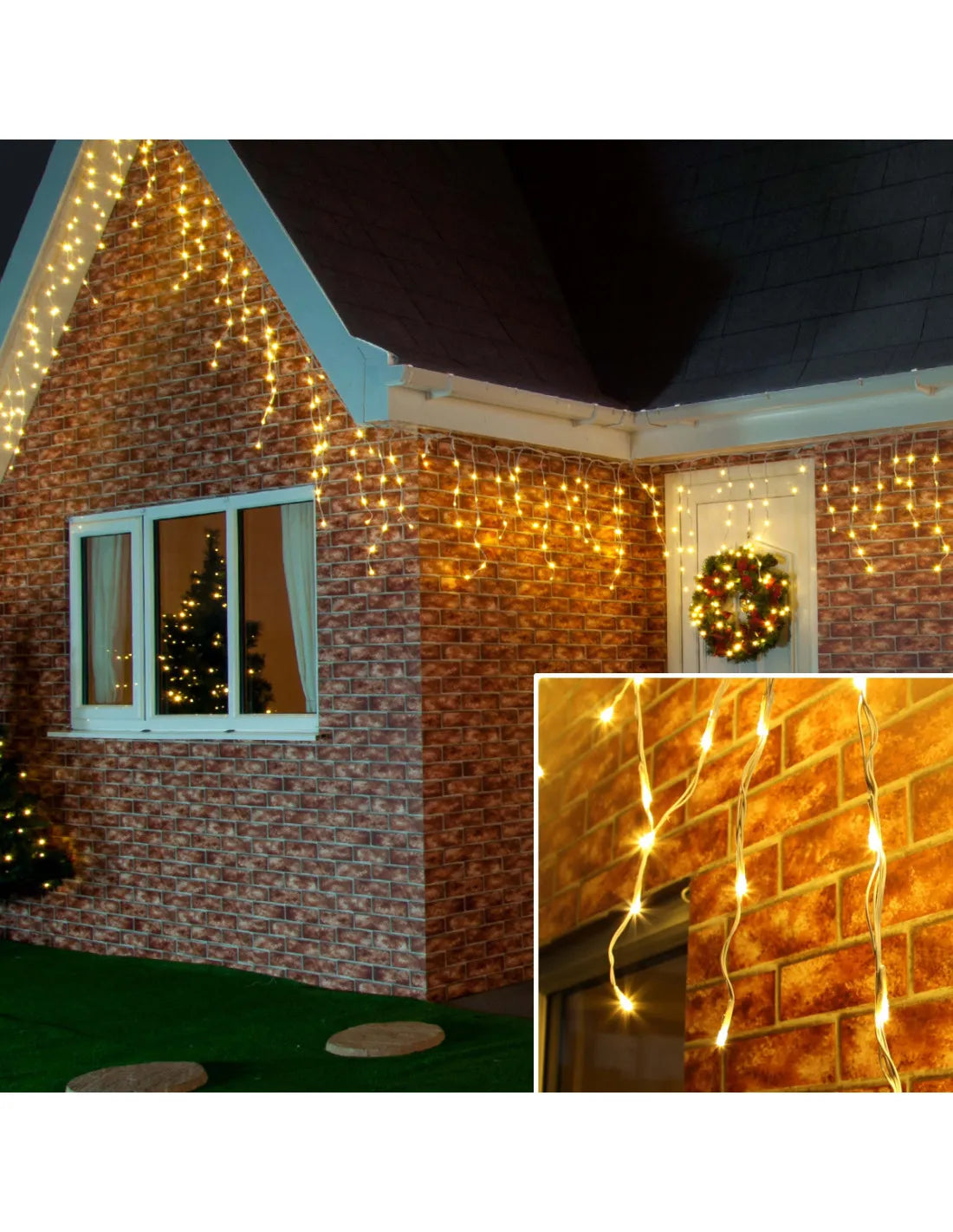 Instalație LED tip țurțuri, 700 LED-uri, 35 m, alb cald – imagine 4