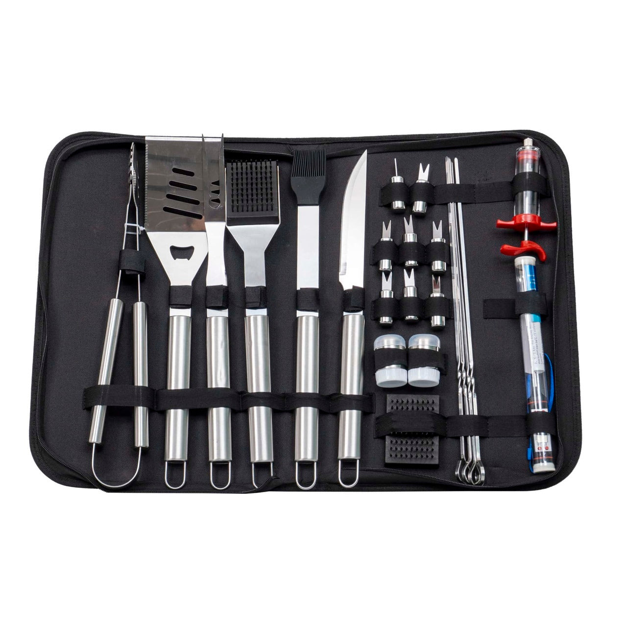 Set 24 piese pentru gratar din inox cu borseta depozitare