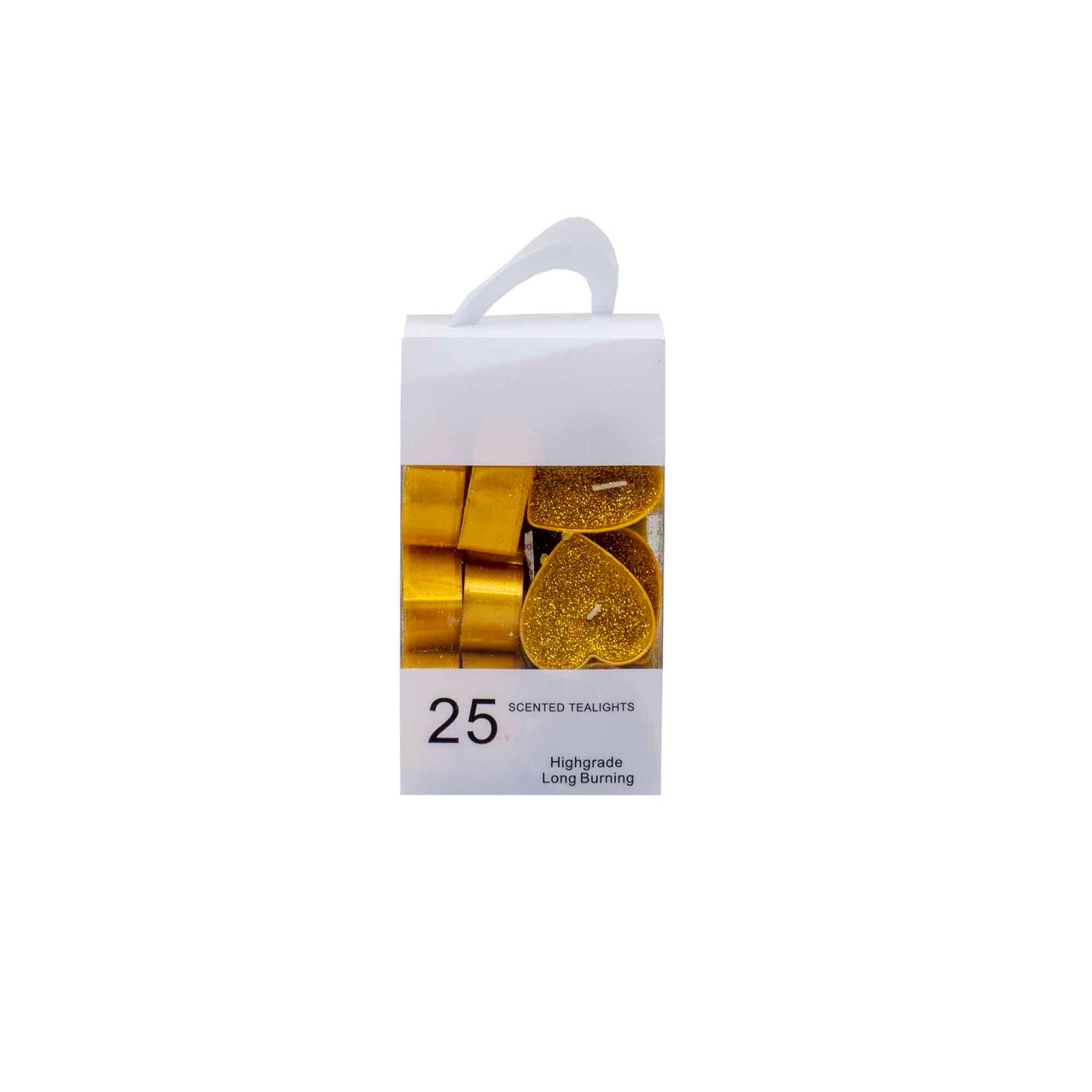 Set 25 lumanari decorative galbene, forma inimoara, 4x4x1.7 cm