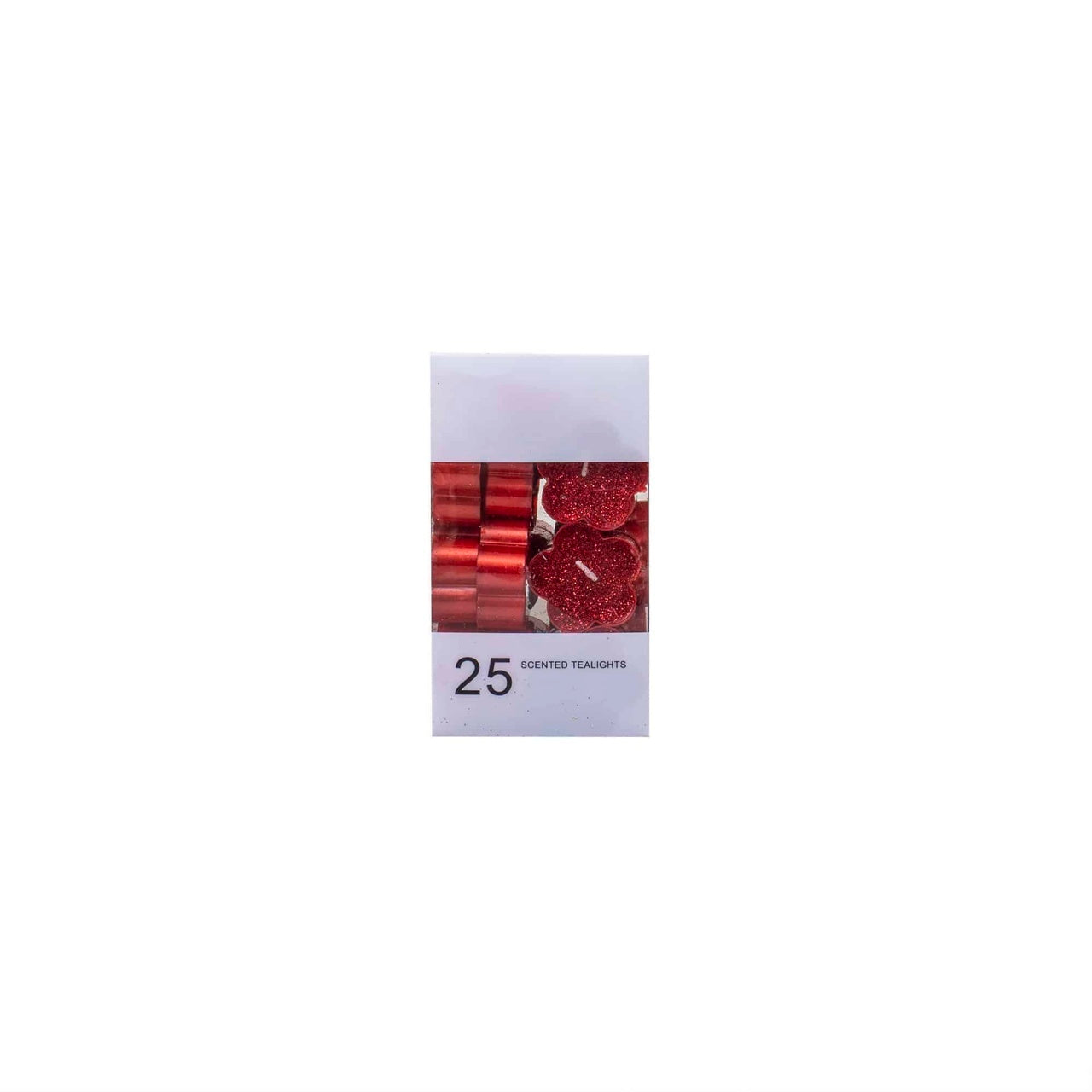 Set 25 lumanari decorative rosii, forma floare, 4x4x1.7 cm