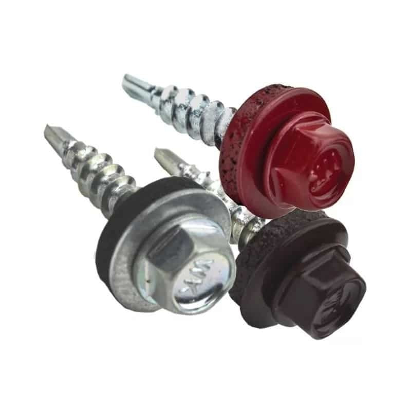 Set 250 suruburi autoforante cu cap hexagonal si saiba 4.8x35mm pentru lemn si tabla