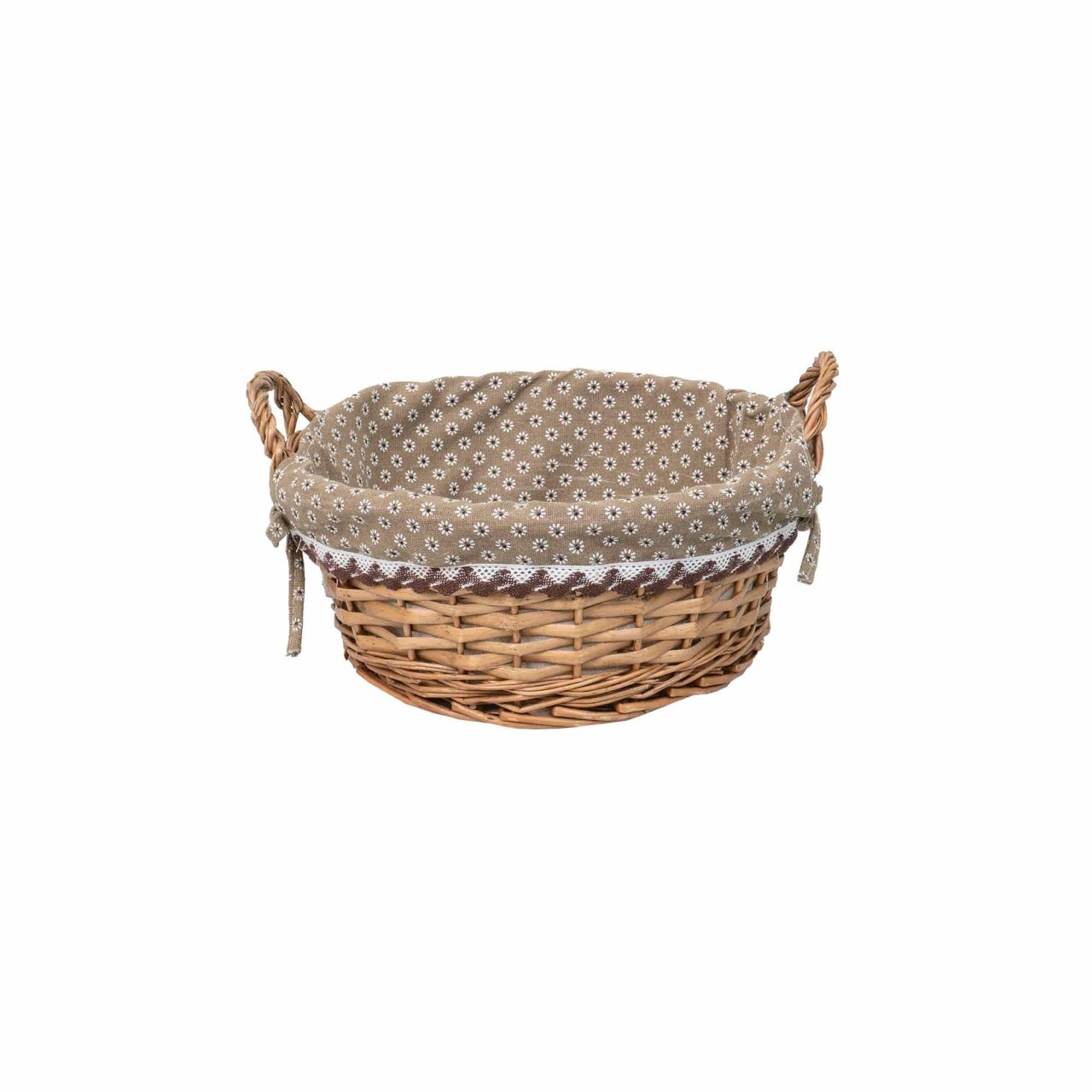 Set 3 cosuri rotunde de rachita cu manere, maro deschis, dimensiuni variate