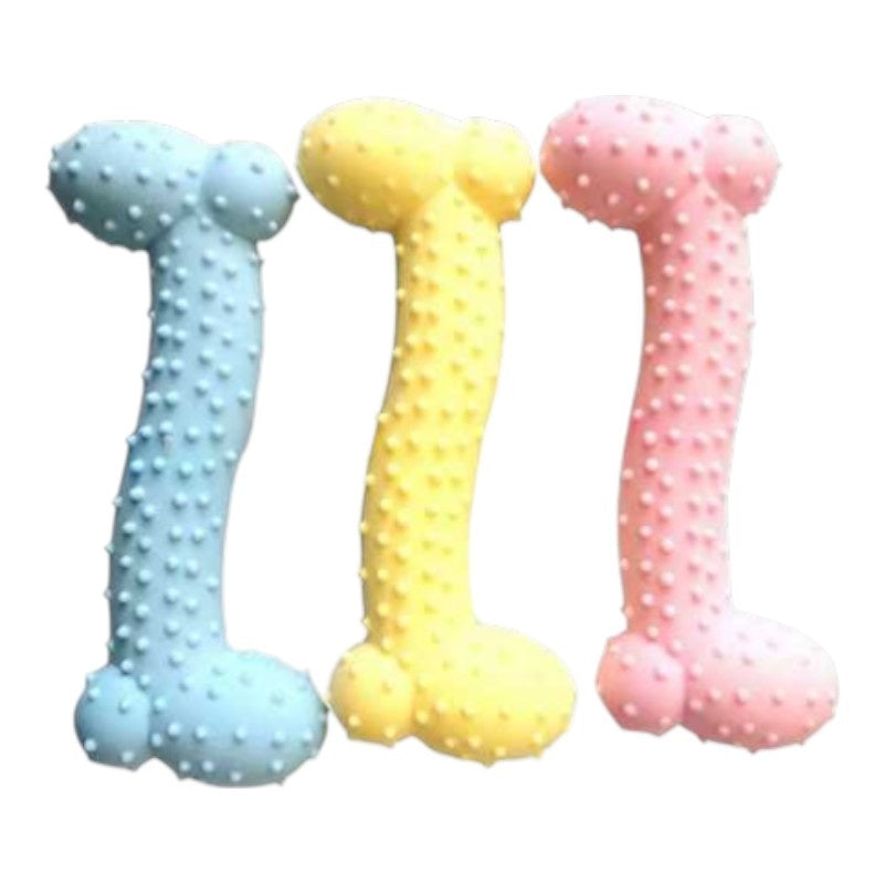 Set 3 jucarii de mestecat pentru caini, multicolore, forma de Os, 10.5 cm