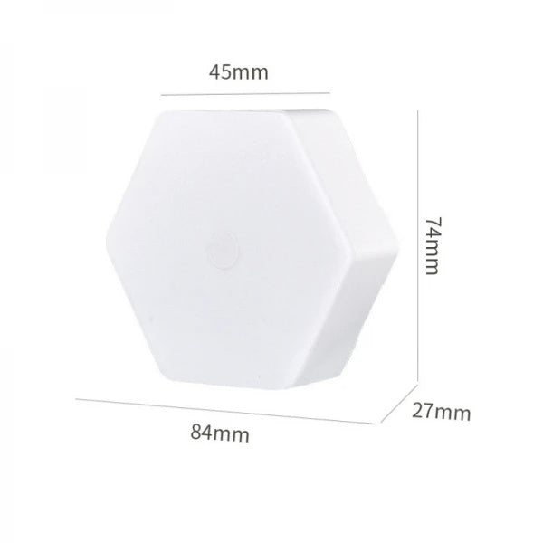 Set 3 spoturi hexagonale LED cu telecomanda, putere 1W per bucata, autoadeziv, dimensiuni 84 x 74 x 27 mm, alb