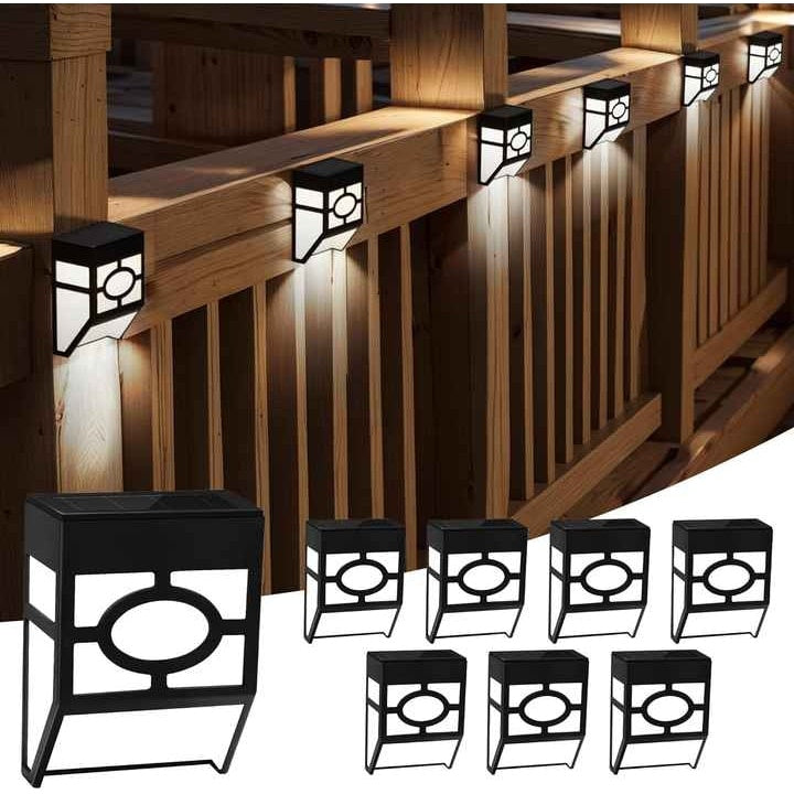 Set 4 lampi solare, pentru gradina si tersara, fixare prin agatare, din ABS, lumina LED, cu panou siliciu policristalin, negru