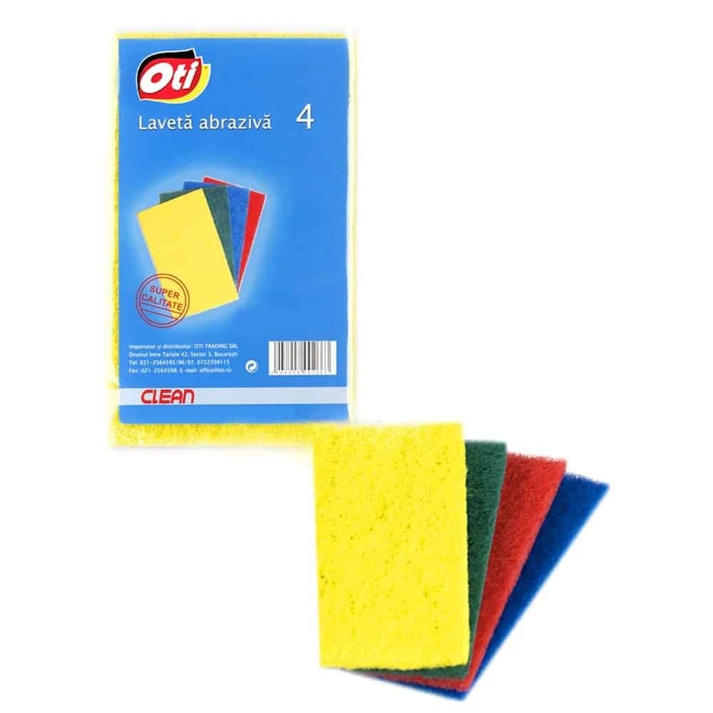 Set 4 lavete abrazive colorate pentru curatenie si finisare