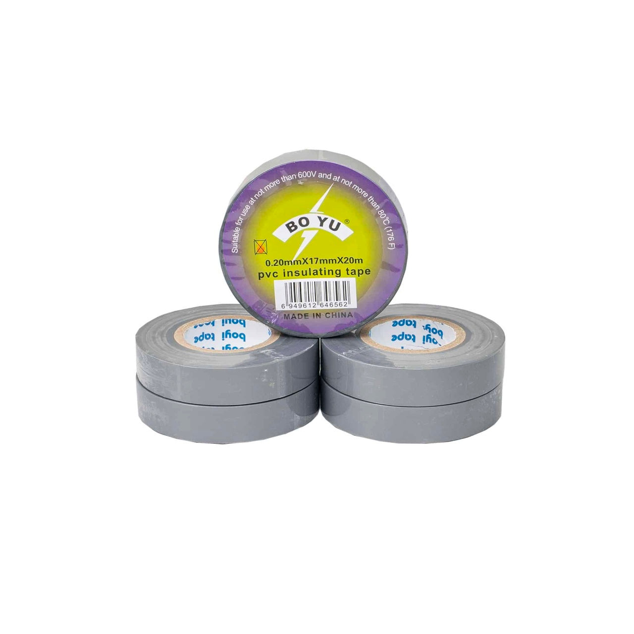 Set 5 bucati banda izolatoare fire 0.2x1.7mm, 20m gri PVC