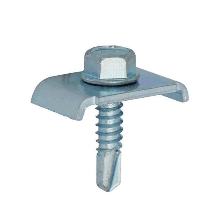 Set 50 cleme zincate pentru fixare gard 20x30mm cu surub autoforant 6.3x25