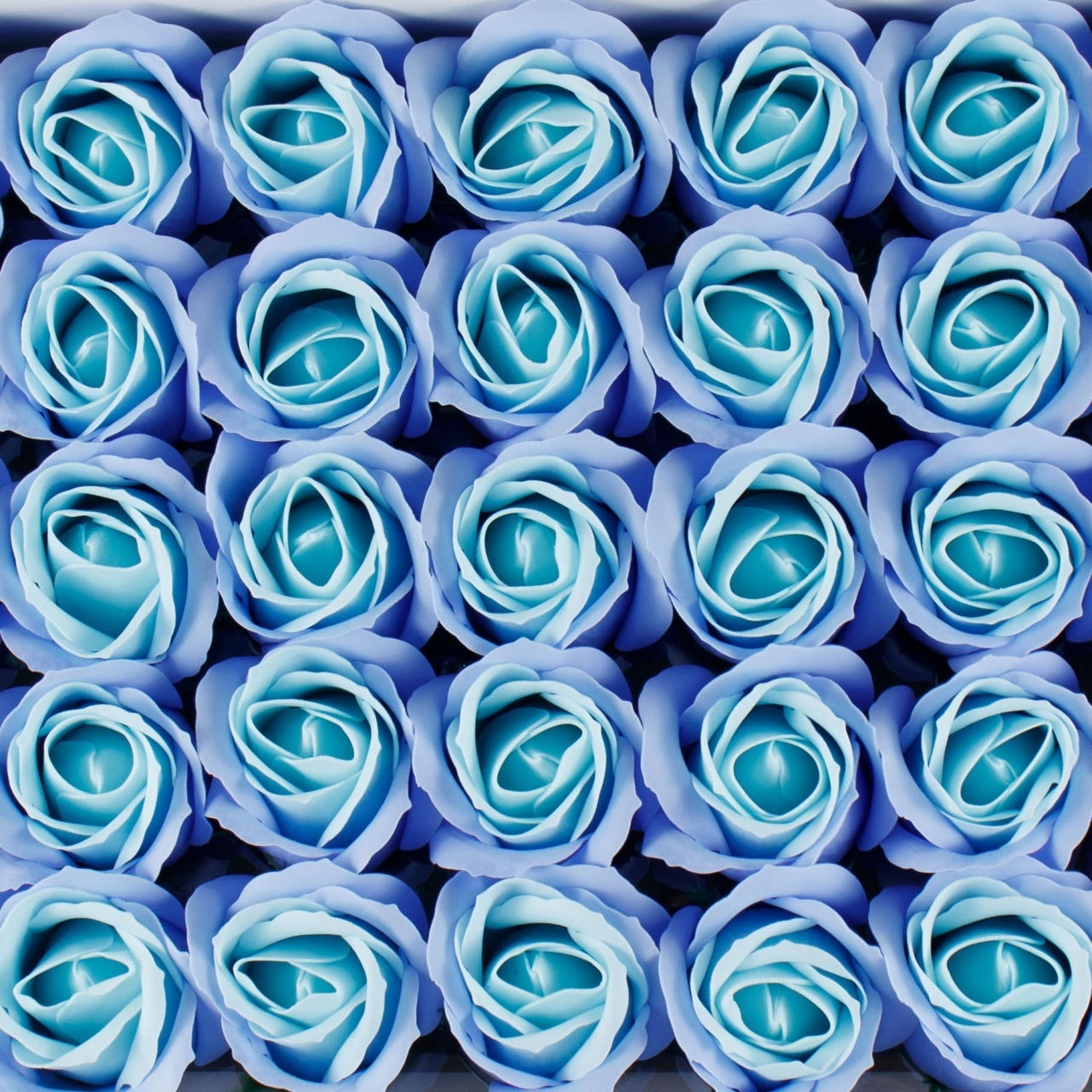 Set 50 trandafiri din sapun, doua culori turcoaz si bleu, parfum fin