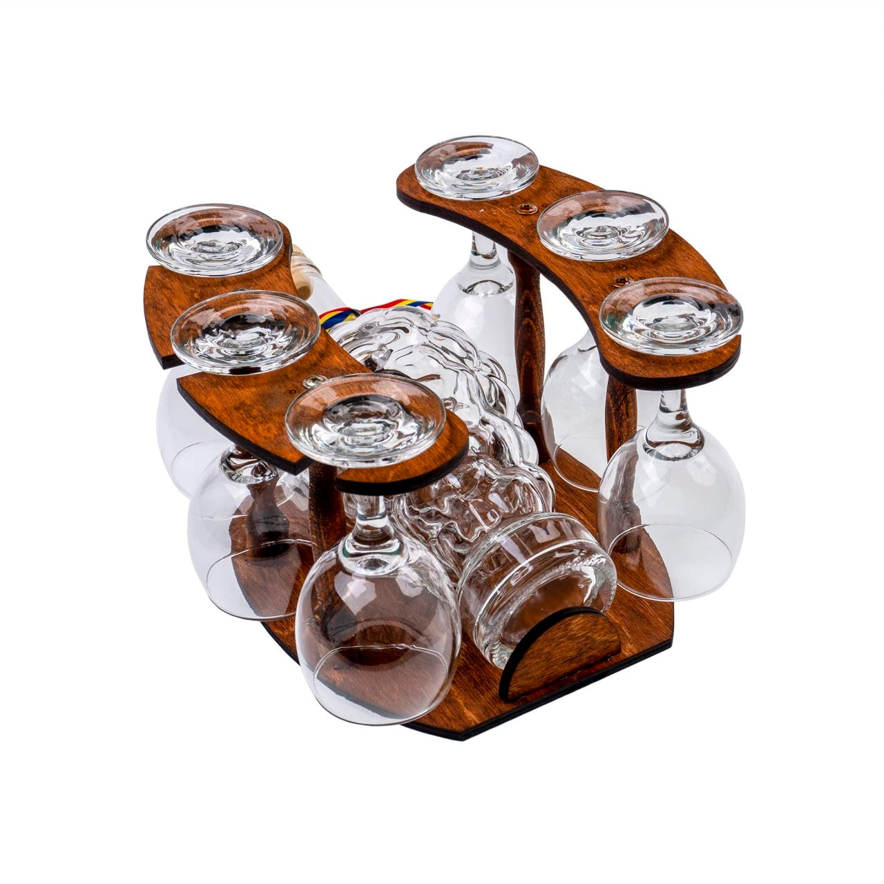 Set 6 pahare de vin cu picior, sticla maro, capacitate 1000 ml pe suport