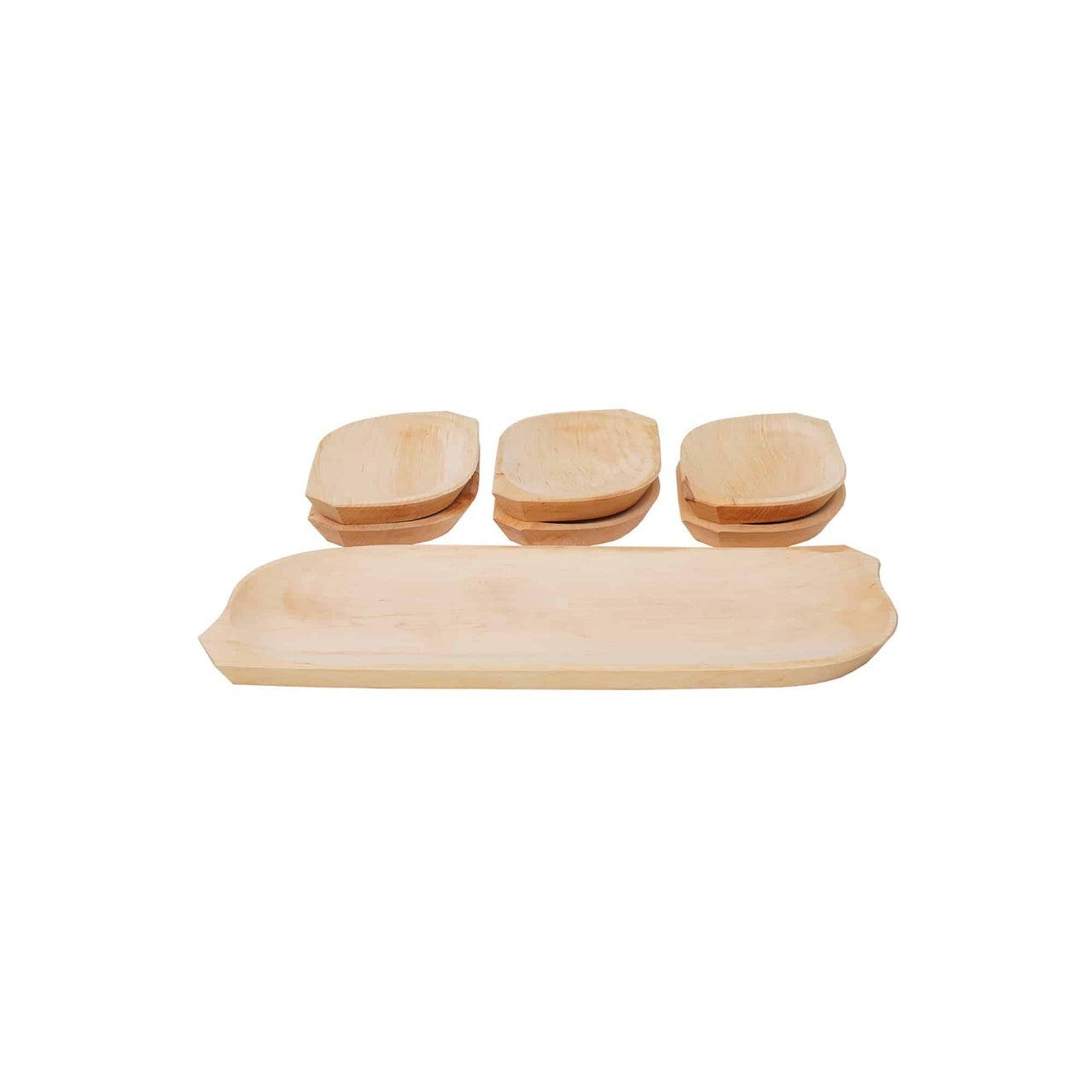 Set 7 platouri dreptunghiulare din lemn de arin, 50x20x2.5 cm, pentru servire
