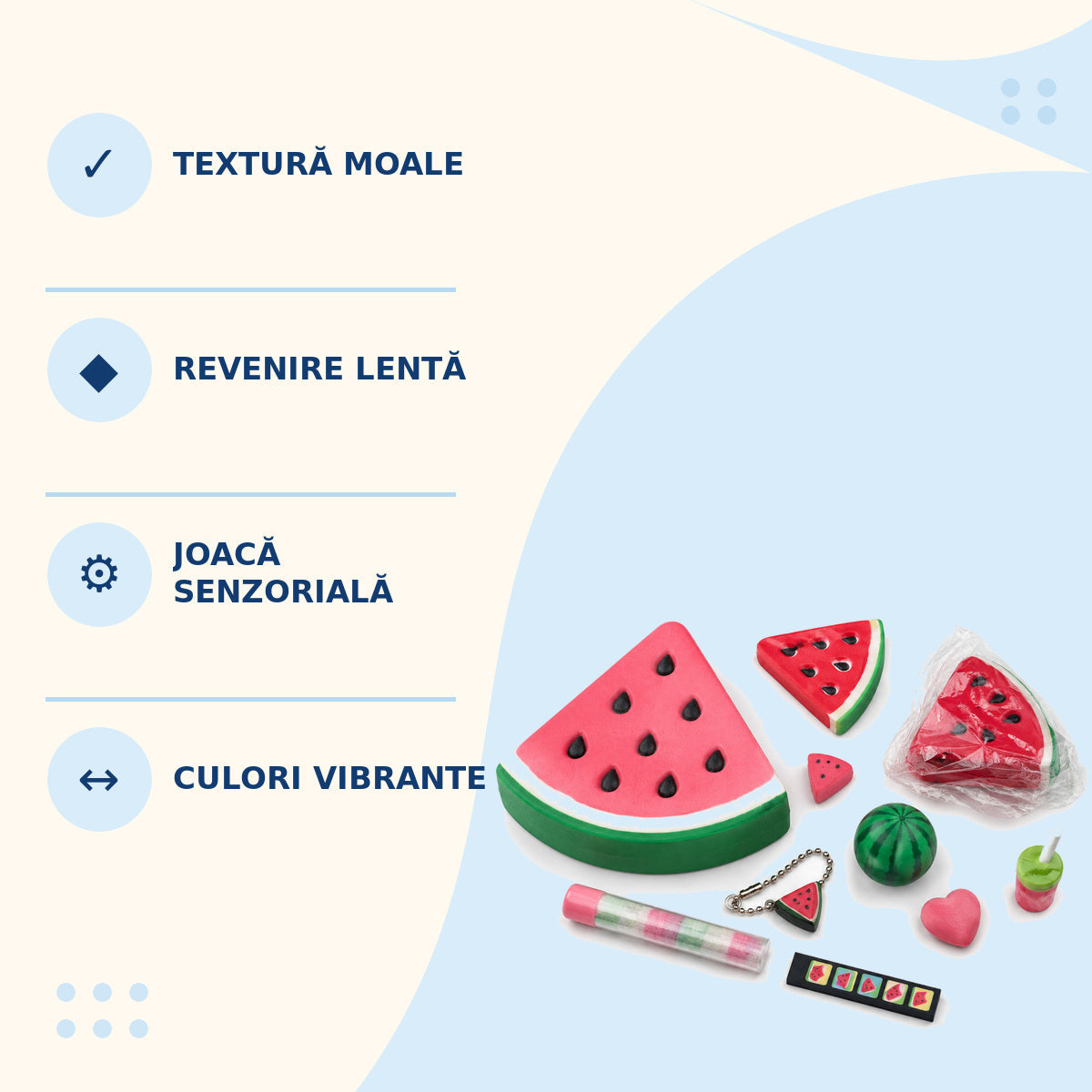 Set Jucărie Squishy Pepene cu Accesorii, Roz-Verde – imagine 3