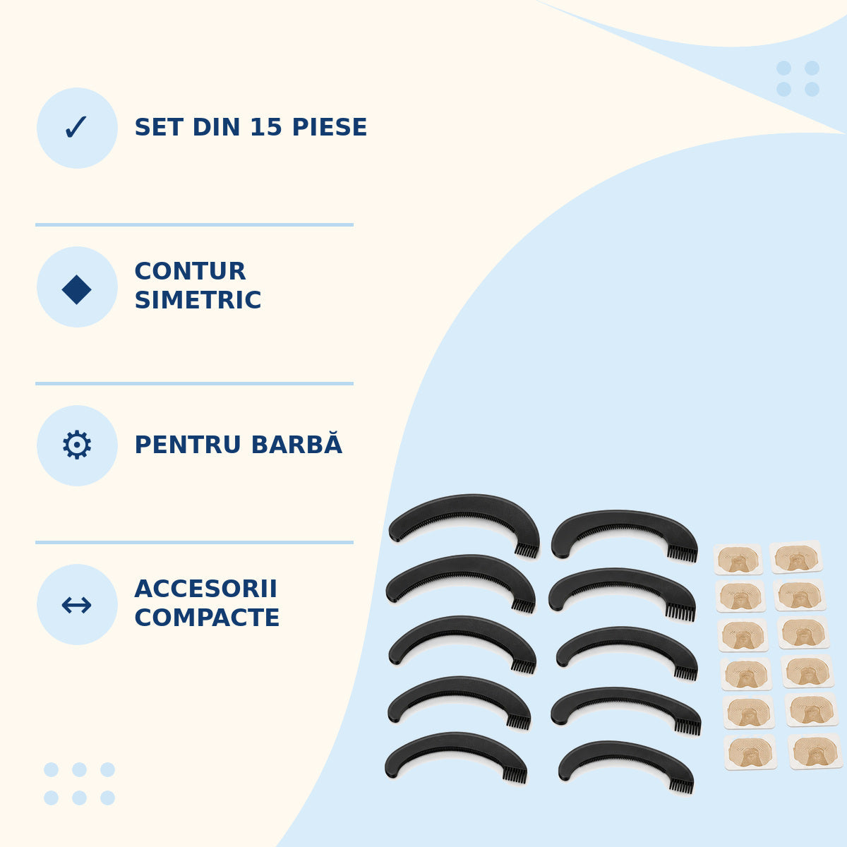 Set Șabloane și Accesorii pentru Conturarea Bărbii, 15 Piese – imagine 3