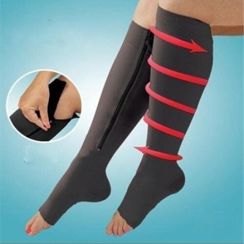 Sosete FOXMAG24 cu fermoar pentru stimularea circulatiei, culoarea negru, S/M