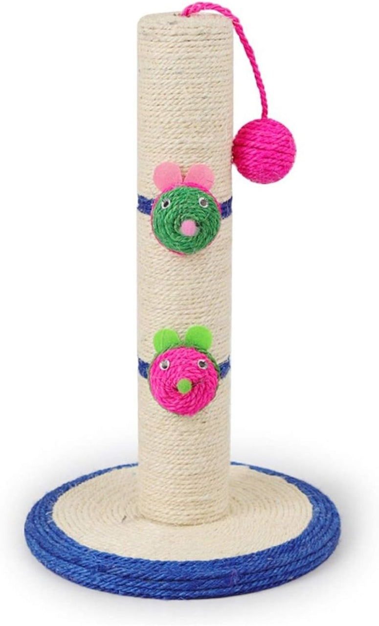 Stalp sisal pentru pisici, cu jucarii si ghem, 40 cm, pentru zgariat