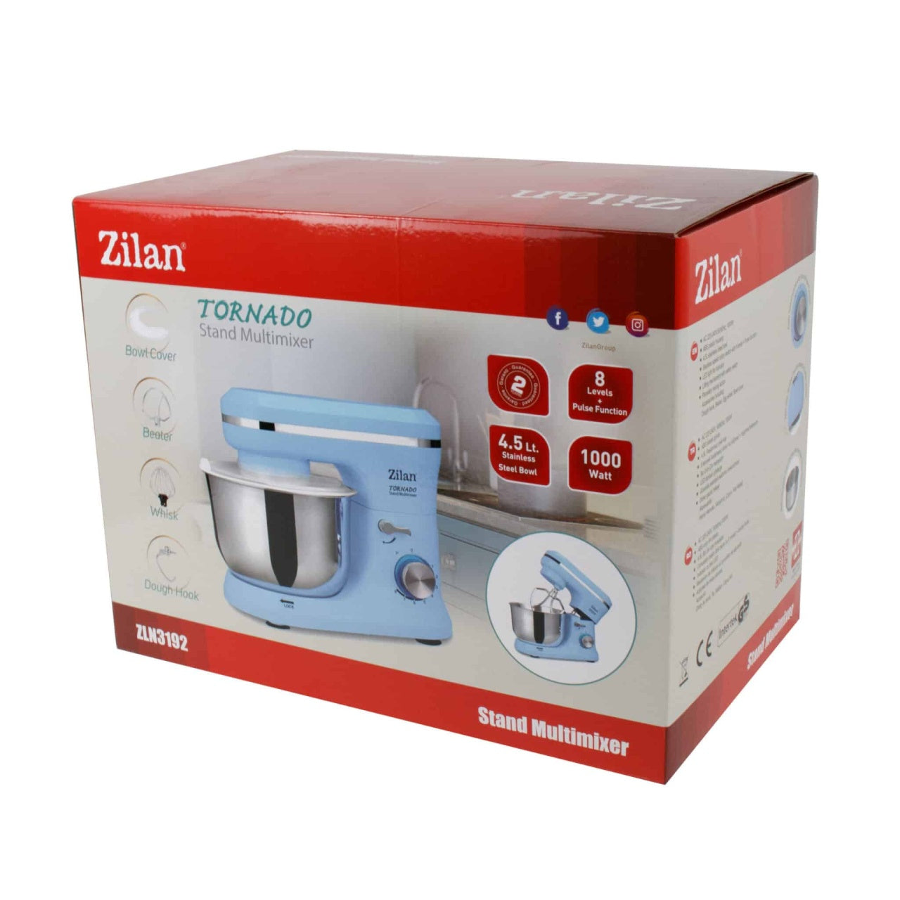 Stand Multi-Mixer cu bol inox 4.5L, 6 viteze, functie Pulse, 1000W